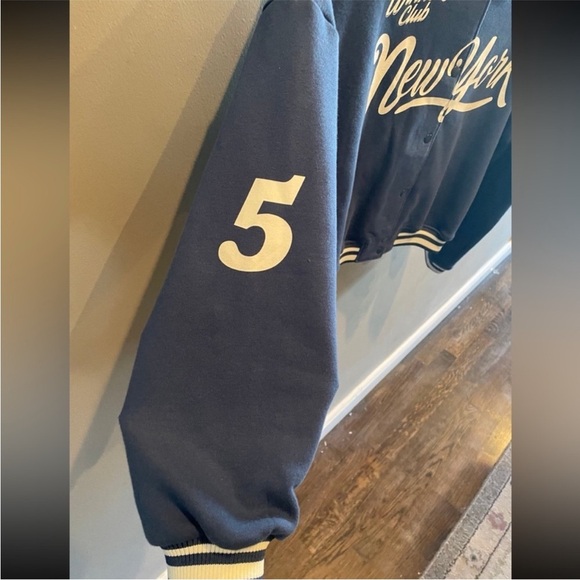 Used- H&M Blue New York Varsity Jacket OVERSIZED BASEBALL
JACKET (Size US 12/14) - Picture 3 of 6